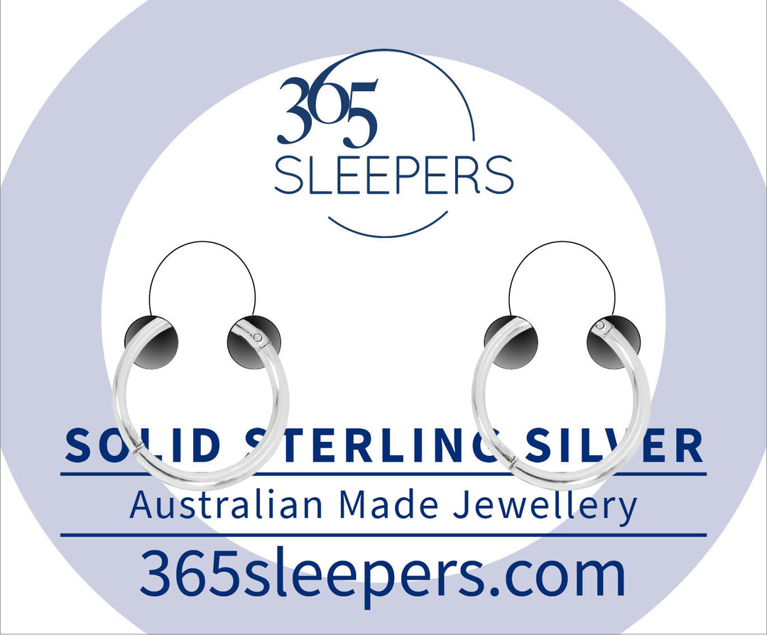 1 Pair Solid Sterling Silver Polished Hinged Hoop Sleeper Earrings