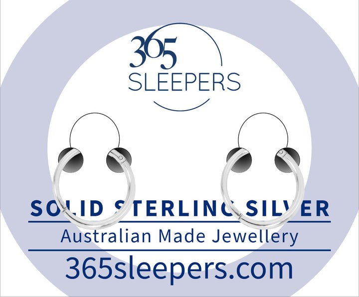 1 Pair Solid Sterling Silver Polished Hinged Hoop Sleeper Earrings