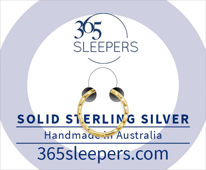 1 Piece 22ct Gold Plated Sterling Silver Faceted Hinged Hoop Sleeper Earring Body Piercing