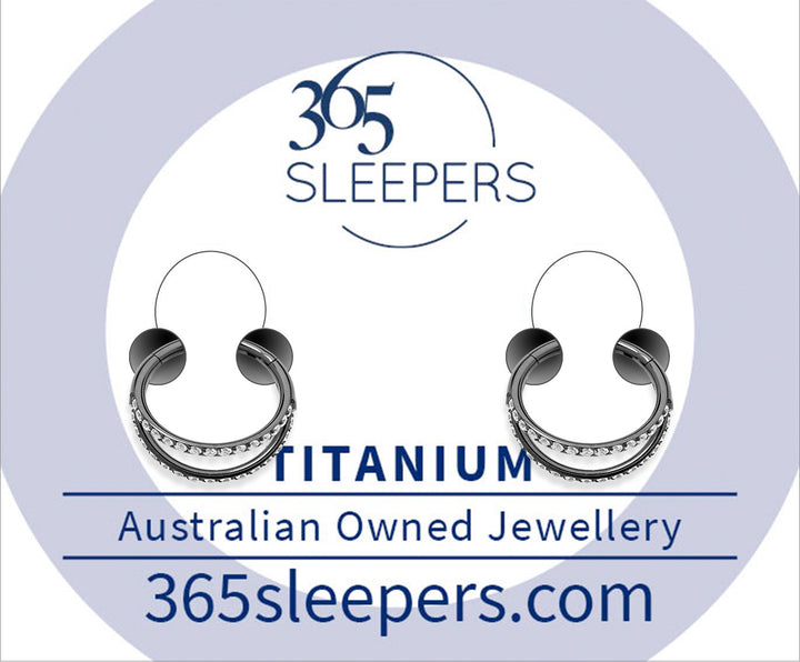 1 Pair 16G Titanium Double Gem Hinged Hoop Segment Rings Sleeper Earrings