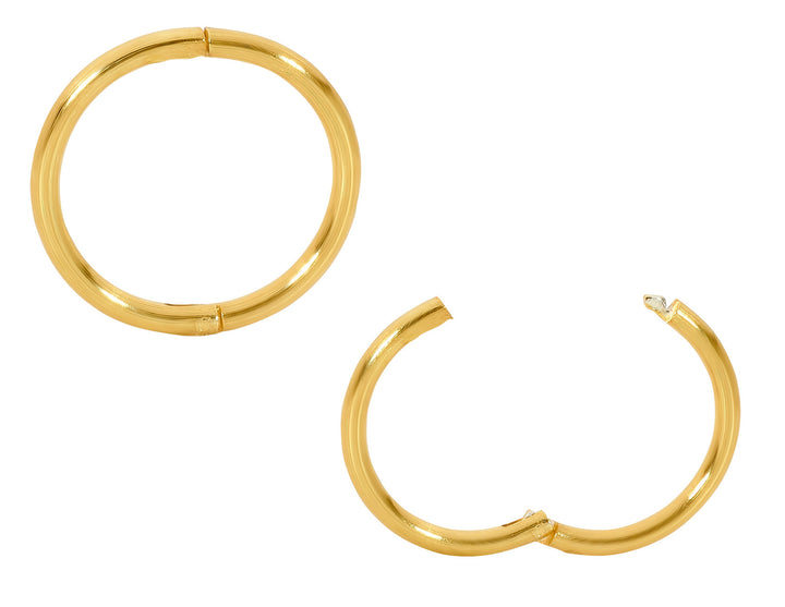 1 Pair 22ct Gold Plated Solid Sterling Silver Polished Hinged Hoop Sleeper Earrings