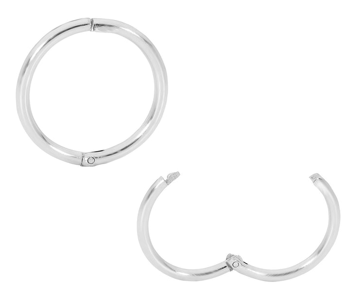 1 Pair Solid Sterling Silver Polished Hinged Hoop Sleeper Earrings