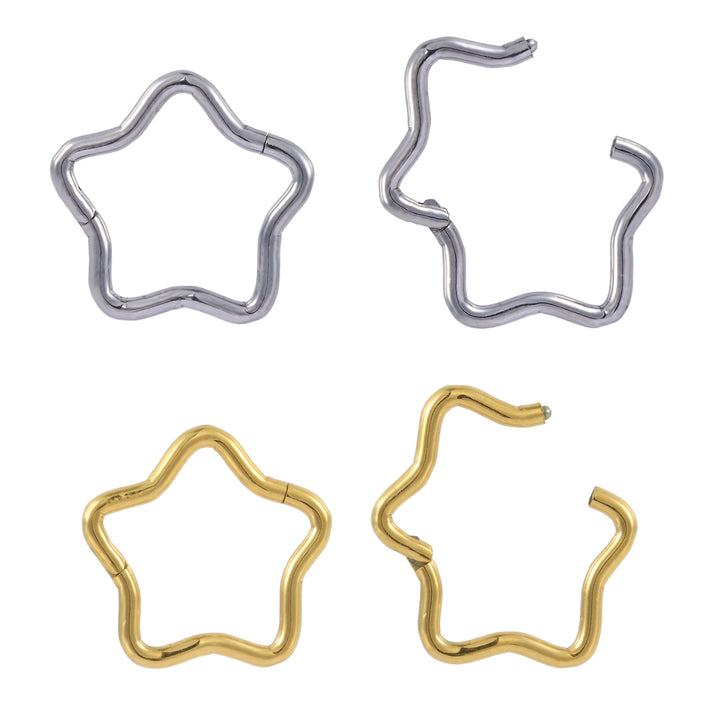 1 Paar 16G Titan 8mm - 12mm Doppelpfeil Scharnier Creolen Segmentringe Sleeper Ohrringe