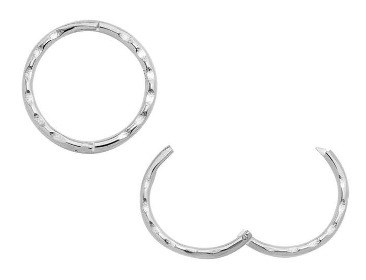 1 Pair Solid Sterling Silver Faceted Hinged Hoop Sleeper Earrings