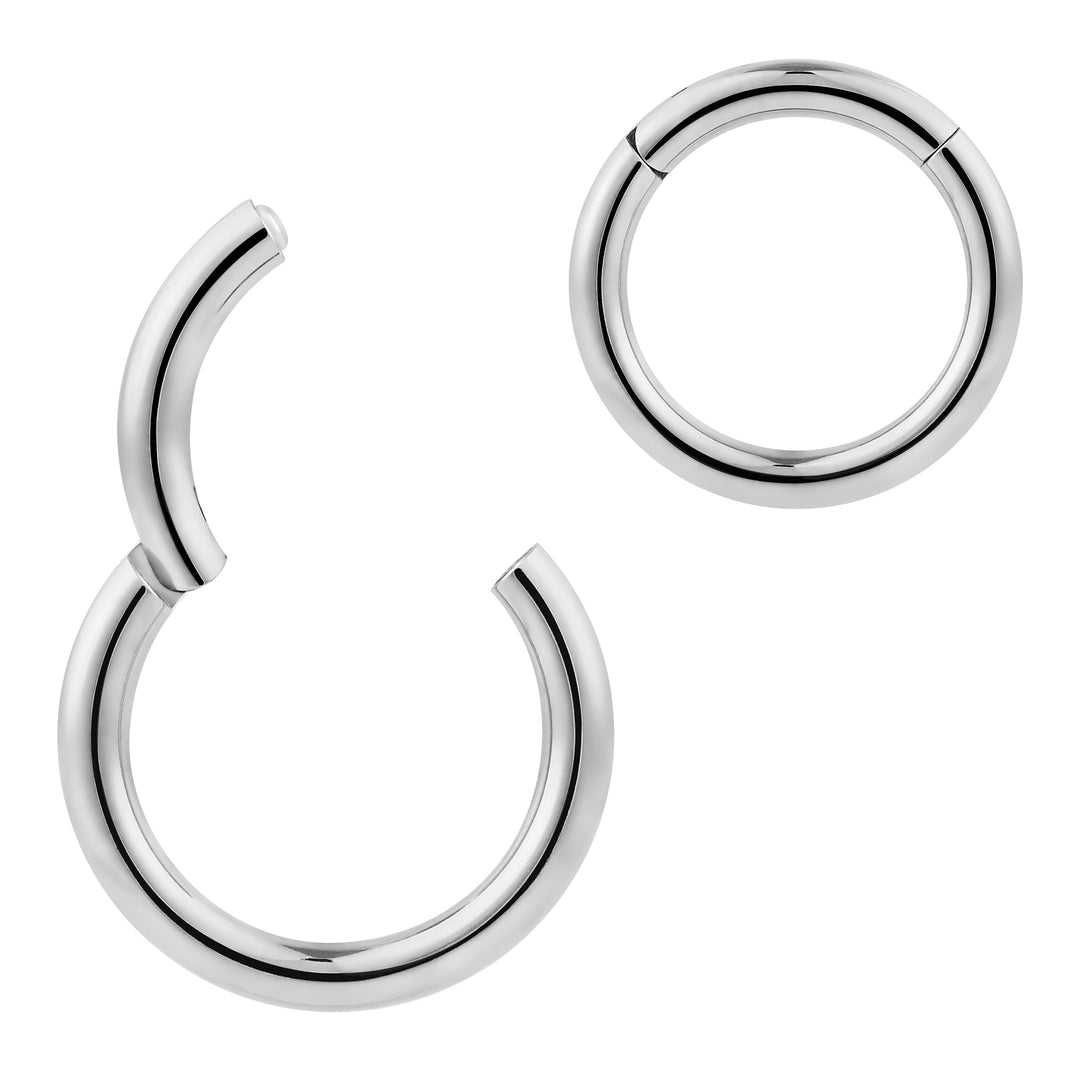 1 Piece 8G Titanium Polished Hinged Hoop Segment Ring Sleeper Earring Body Piercing 10mm - 18mm