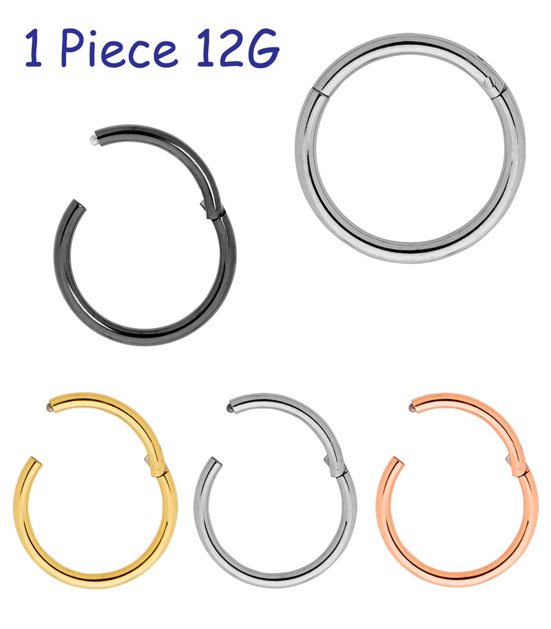 1 Piece 12G Titanium Polished Hinged Hoop Segment Ring Sleeper Earring Body Piercing