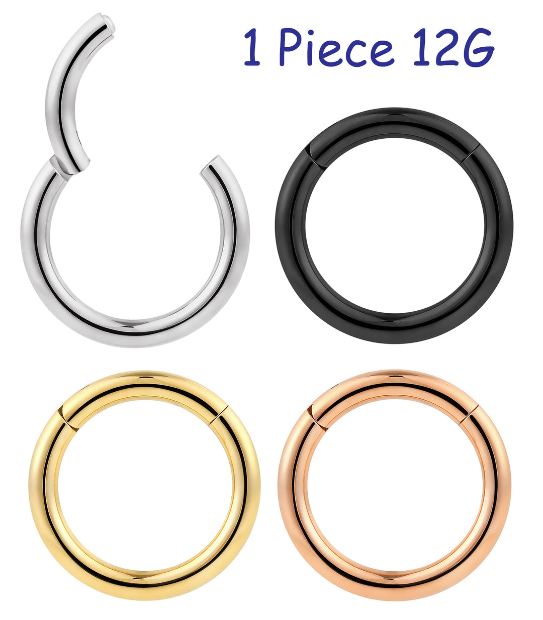 1 Piece 12G Titanium Polished Hinged Hoop Segment Ring Sleeper Earring Body Piercing 10mm - 18mm