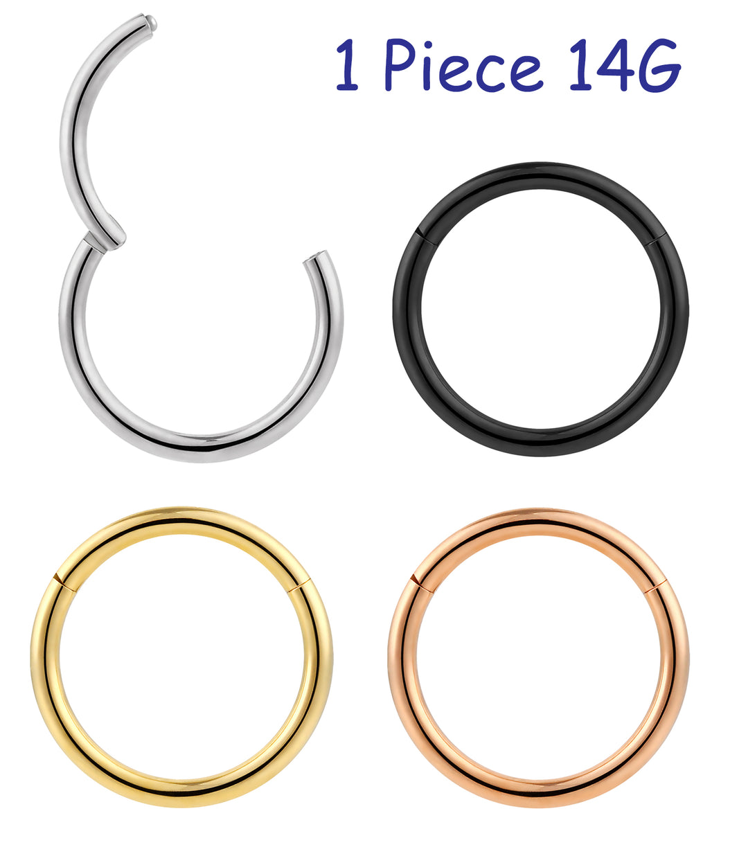 1 Piece 14G Titanium Polished Hinged Hoop Segment Ring Sleeper Earring Body Piercing 6mm - 12mm