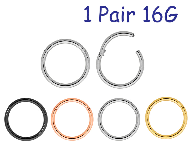 1 Pair 16G (thickest) Titanium Polished Hinged Hoop Segment Rings Sleeper Earrings