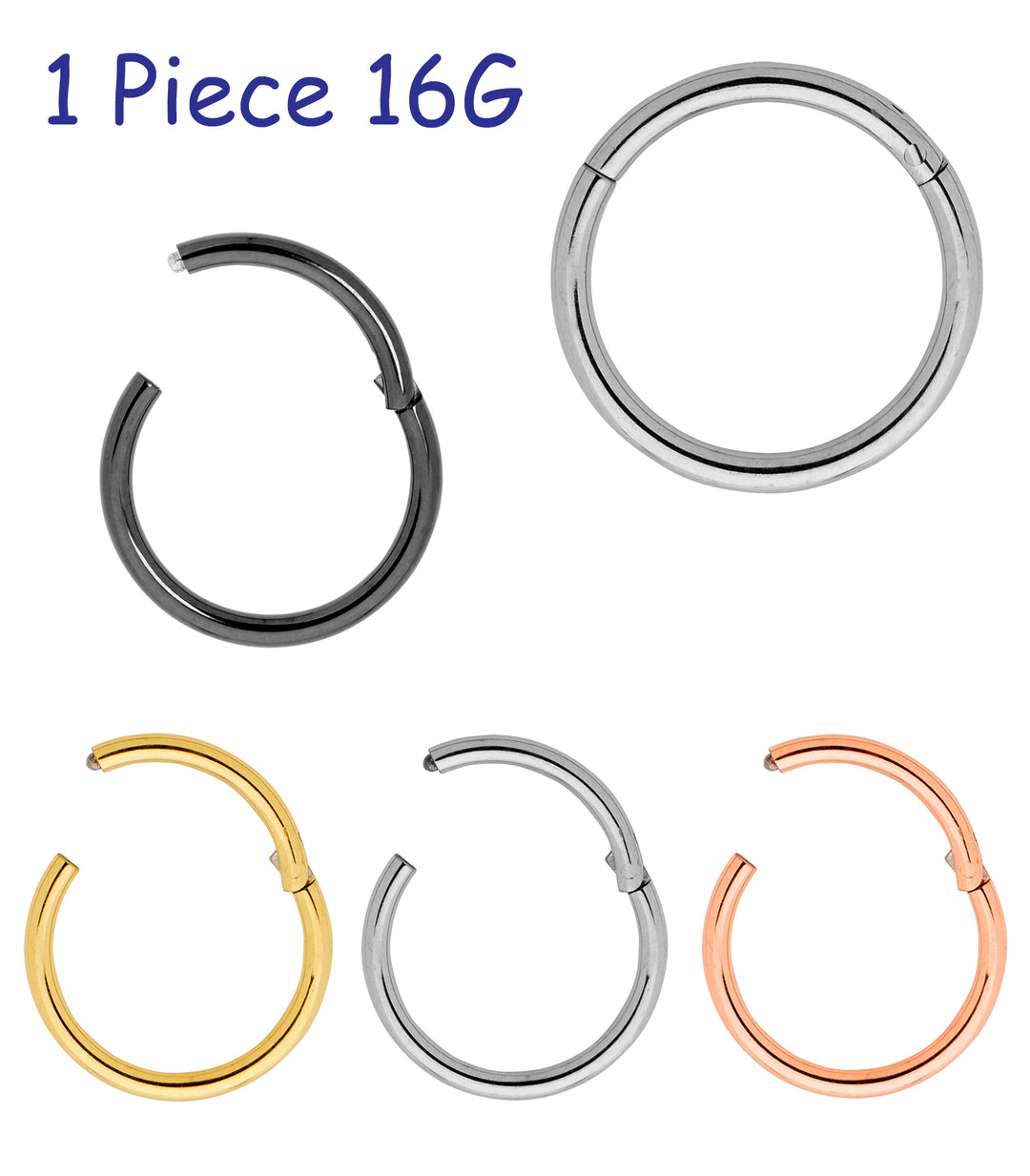 1 Piece 16G Titanium Polished Hinged Hoop Segment Ring Sleeper Earring Body Piercing