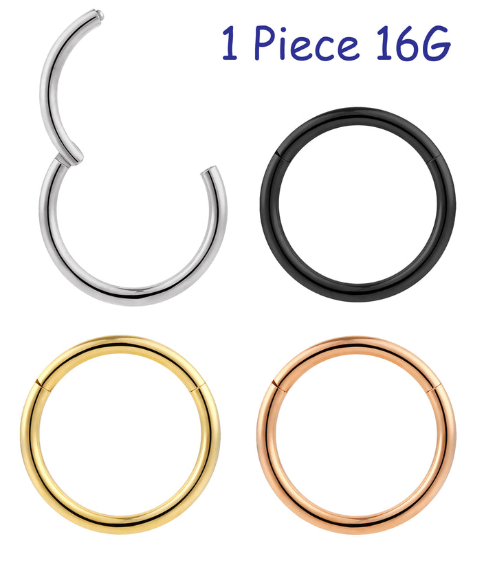 1 Piece 16G Titanium Polished Hinged Hoop Segment Ring Sleeper Earring Body Piercing 6mm - 16mm