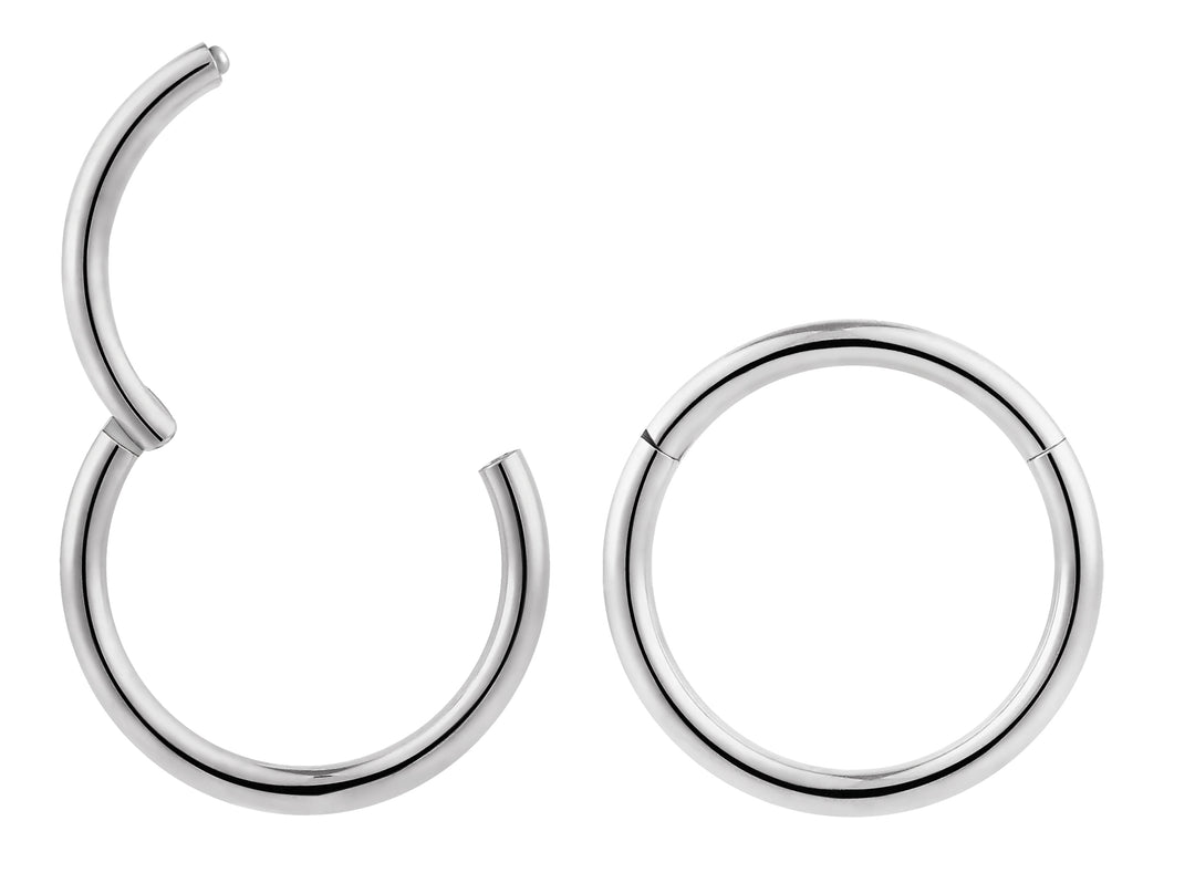 1 Pair 14G (thickest) Stainless Steel Polished Hinged Hoop Segment Rings Sleeper Earrings 6mm - 16mm