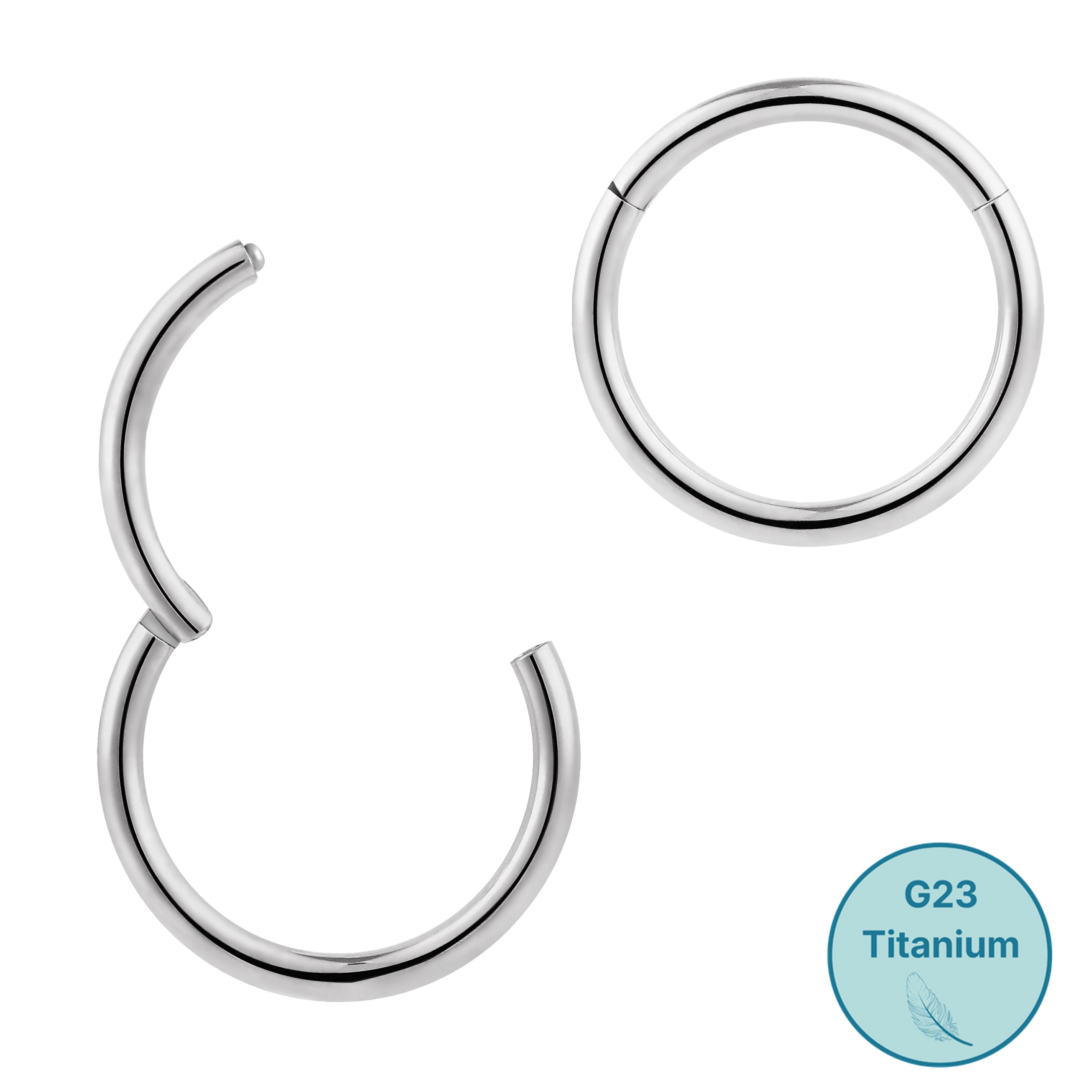 G23 Titanium 14G Hinged Hoop Segment Rings (Thick) | Body Piercing