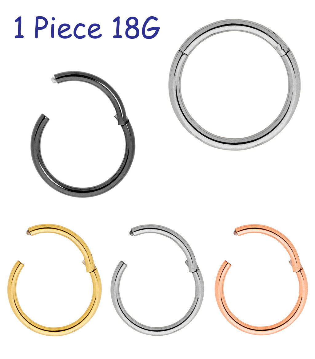 1 Piece 18G Titanium Polished Hinged Hoop Segment Ring Sleeper Earring Body Piercing
