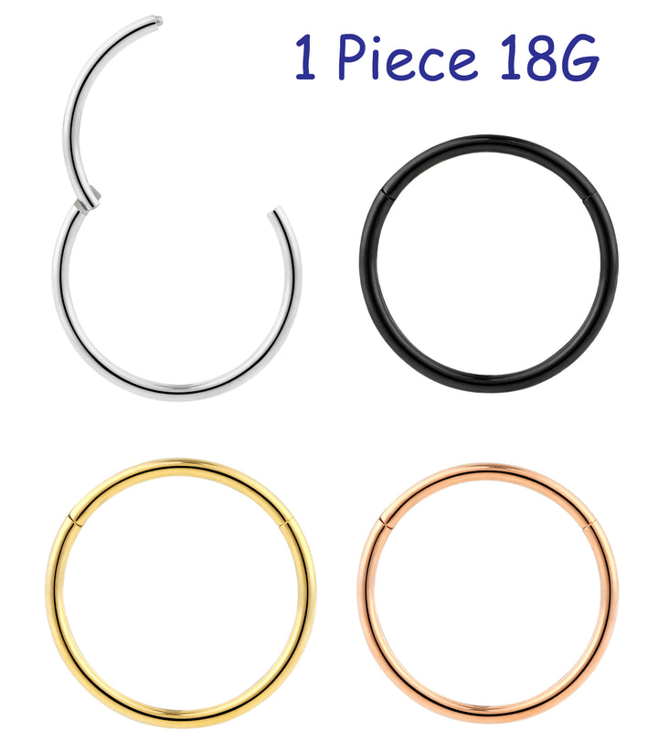 1 Piece 18G Stainless Steel Polished Hinged Hoop Segment Ring Piercing Earring 6mm - 13mm