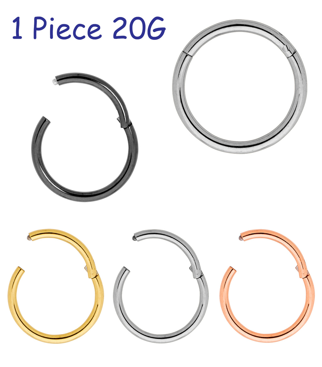 1 Piece 20G (thinnest) Titanium Polished Hinged Hoop Segment Ring Sleeper Earring Body Piercing