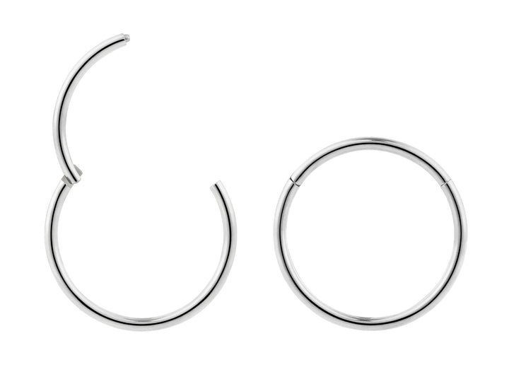 1 Pair 18G Titanium Polished Hinged Hoop Segment Rings Sleeper Earrings 6mm - 13mm