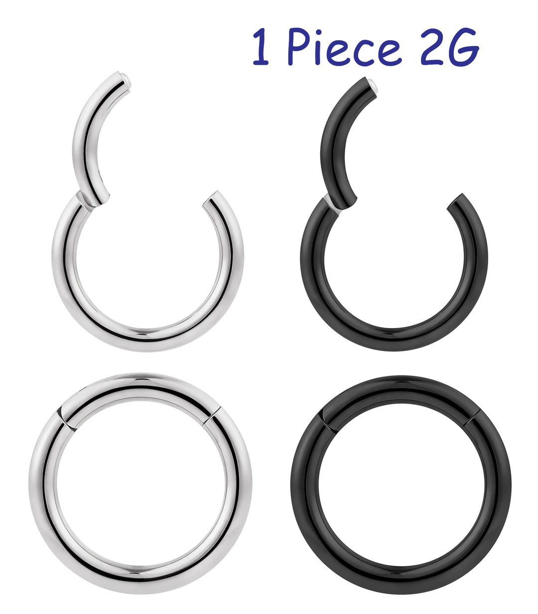 1 Piece 2G (thickest) Stainless Steel 16mm - 20mm Polished Hinged Hoop Segment Ring Piercing Earring