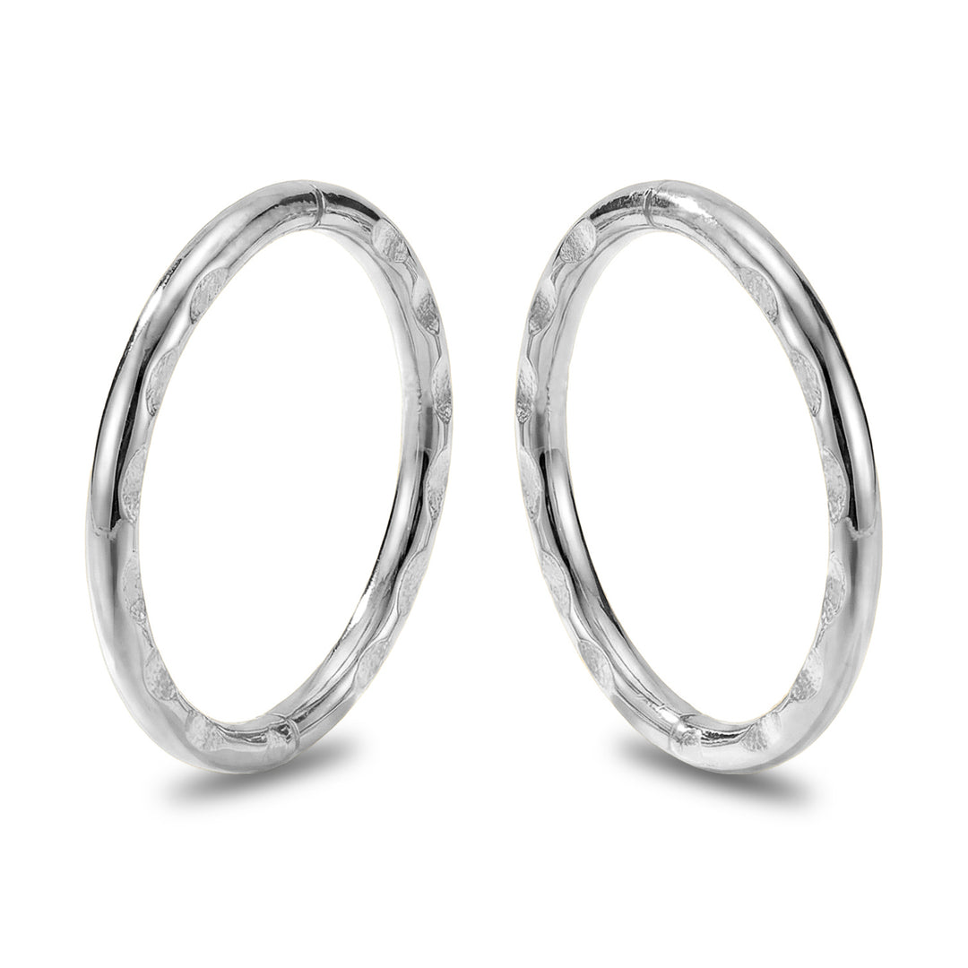 Solid Sterling Silver Faceted Hinged Hoop Sleeper Earrings | Handmade in Australia | 1 Pair