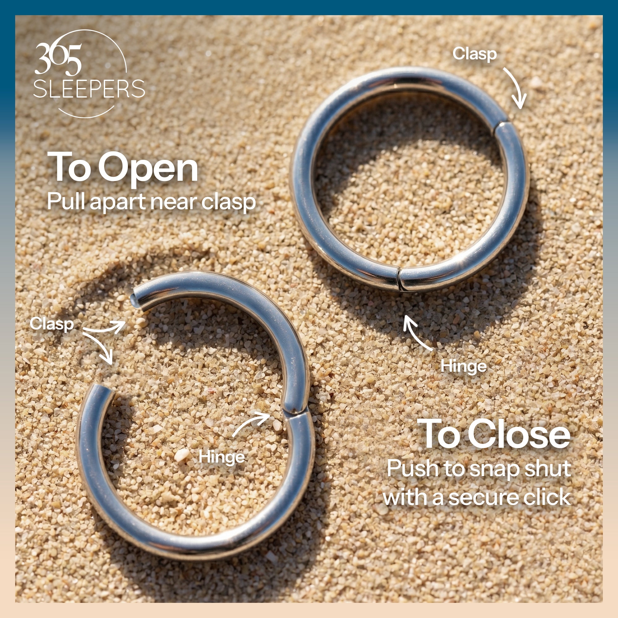 アクセサリー A&G Hoop Scrool Pierce 316L Steel Heavy Gauge Hinged Hoop Segment Rings | 365 Sleepers