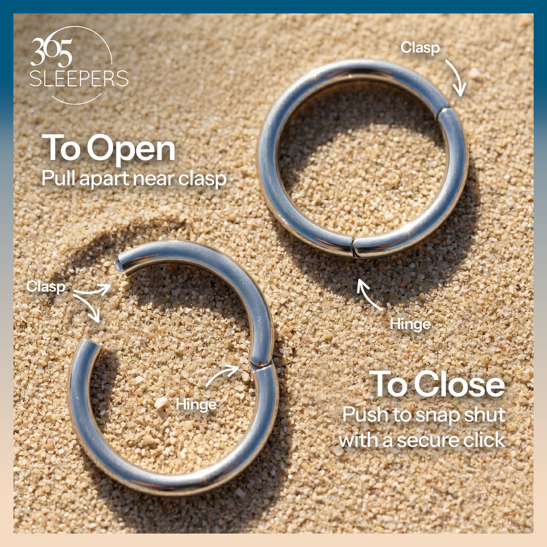 G23 Titanium 18G Hinged Hoop Segment Rings (Standard Fit) | Sleeper Earrings | 1 Pair