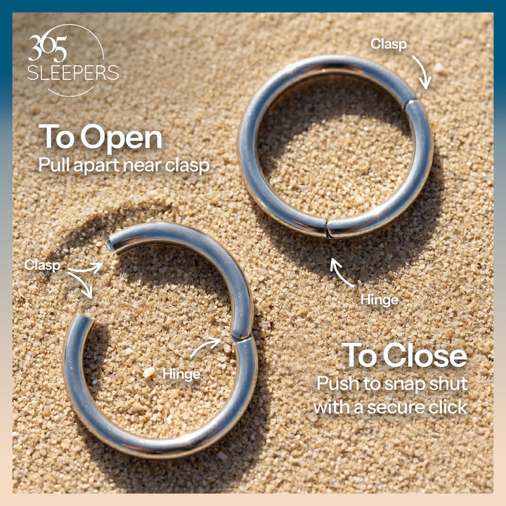 G23 Titanium 18G Hinged Hoop Segment Rings (Standard Fit) | Sleeper Earrings | 1 Pair