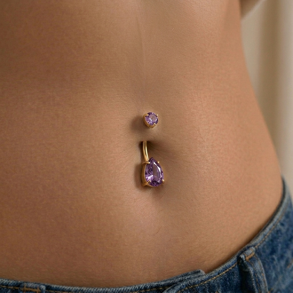 G23 Titanium Internally Threaded Gem Belly Button Ring | Navel Barbell Jewellery | 1 Piece