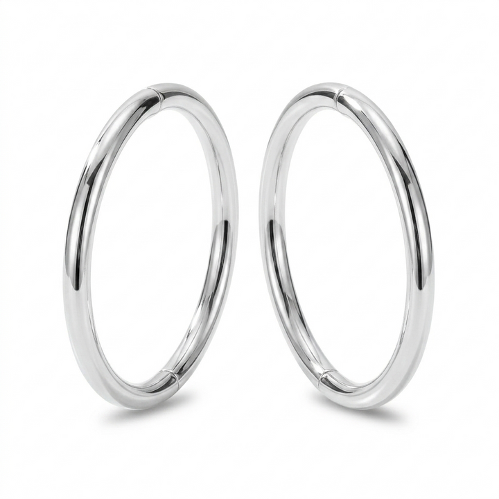 Solid Sterling Silver Polished Hinged Hoop Sleeper Earrings | Handmade in Australia | 1 Pair