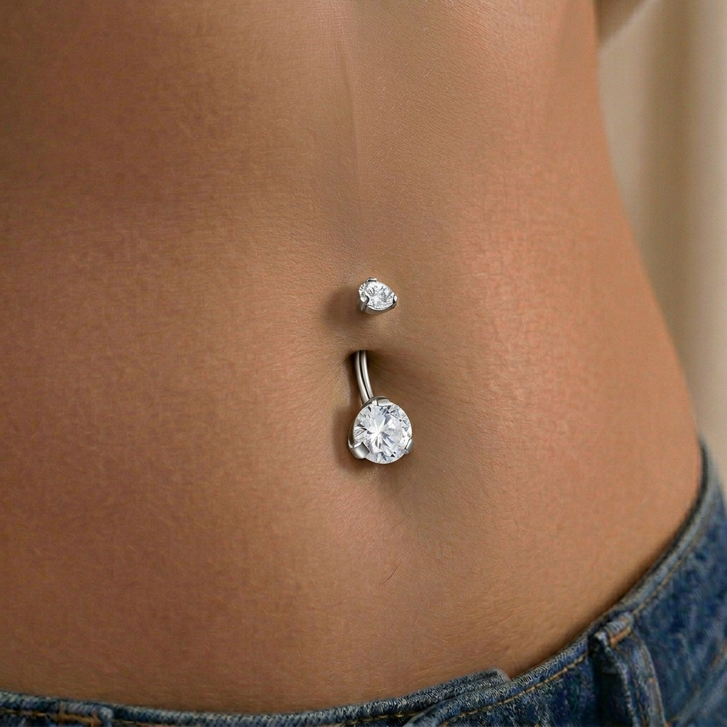 G23 Titanium Internally Threaded Gem Belly Button Ring | Navel Barbell Jewellery | 1 Piece
