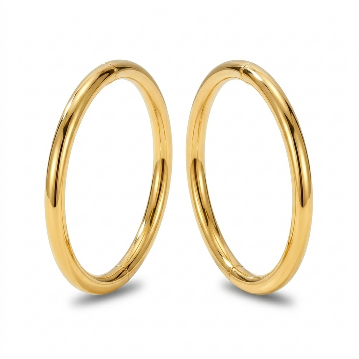 Solid Sterling Silver 22ct Gold Plated Polished Hinged Hoop Sleeper Earrings | Handmade in Australia | 1 Pair