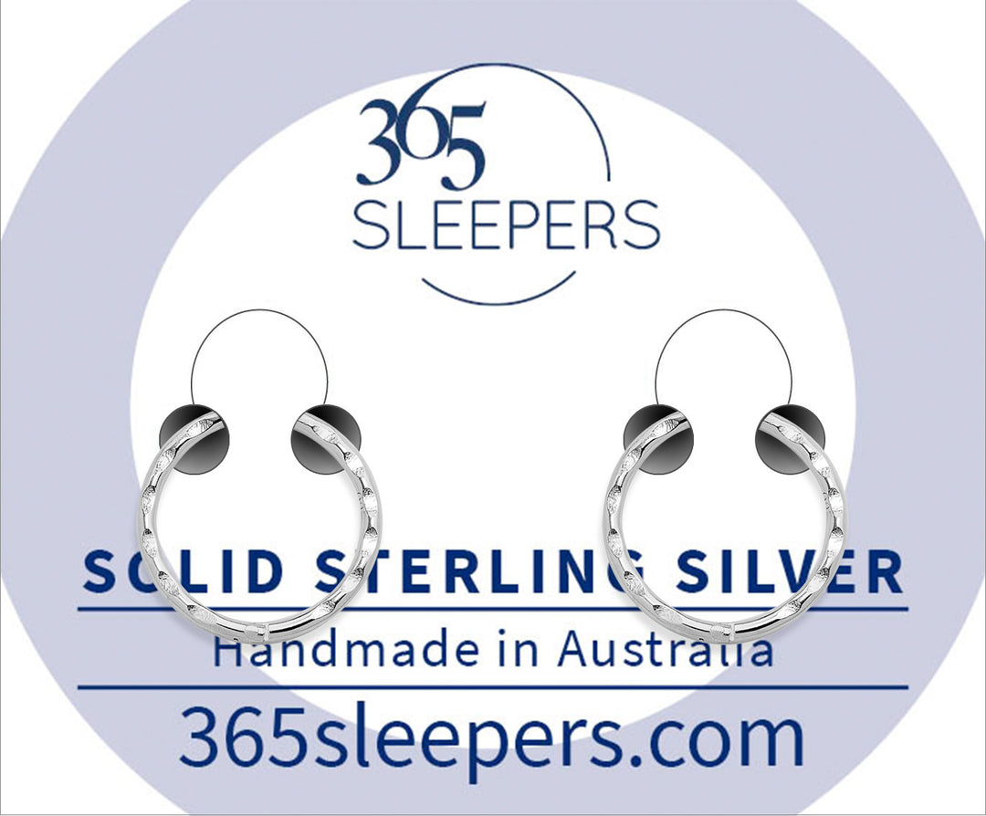 1 Pair Solid Sterling Silver Faceted Hinged Hoop Sleeper Earrings
