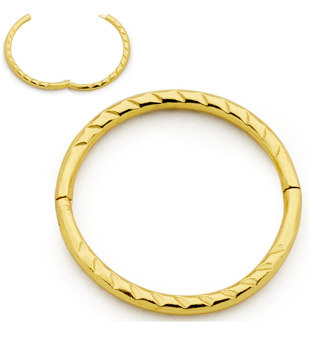 22ct Gold Plated Sterling Silver Diamond Cut Twist Hinged Hoop Sleeper Earring Body Piercing