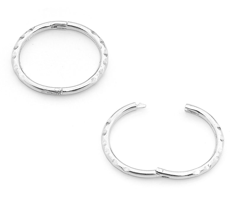 1 Pair Solid Sterling Silver Faceted Hinged Hoop Sleeper Earrings