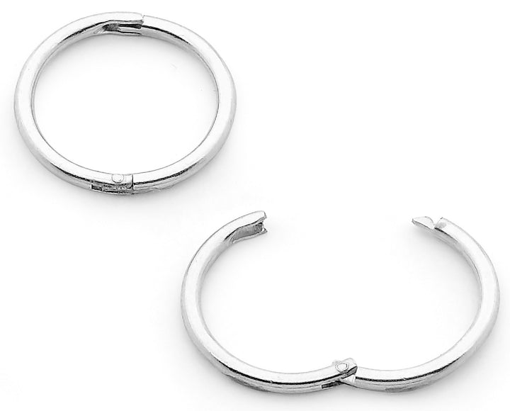 1 Pair Solid Sterling Silver Polished Hinged Hoop Sleeper Earrings