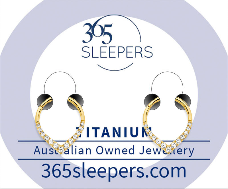1 Pair 16G Titanium Gem Tear Drop Pear Shape Hinged Hoop Segment Rings Sleeper Earrings