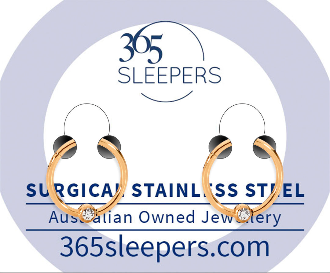 1 Pair 16G Stainless Steel Gem Ball Closure Ring BCR Hinged Hoop Segment Rings Sleeper Earrings