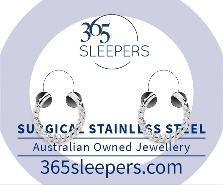 1 Pair 16G Stainless Steel Twist Hinged Hoop Segment Rings Sleeper Earrings