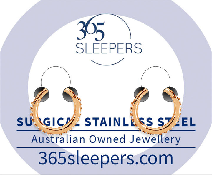 1 Pair 16G Stainless Steel Pave Gem Hinged Hoop Segment Rings Sleeper Earrings