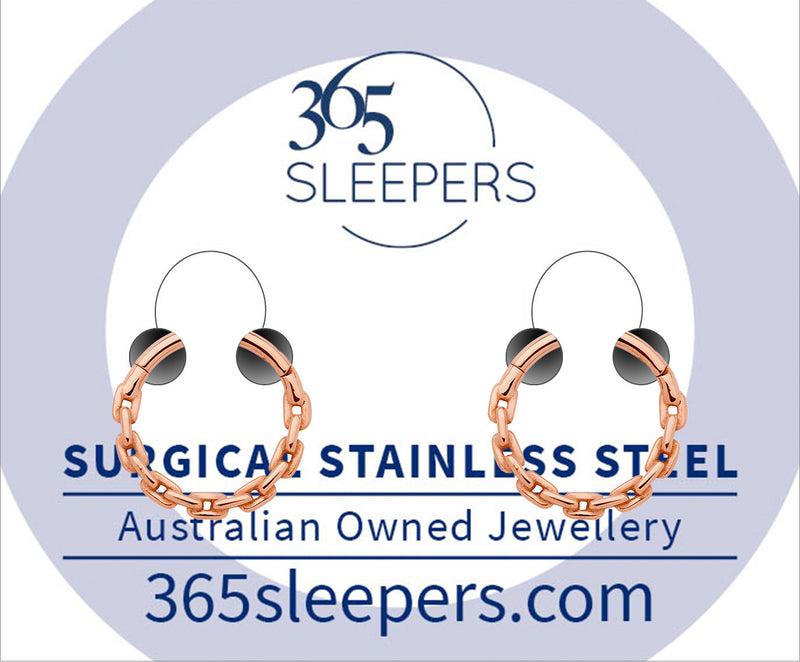 1 Pair 16G Stainless Steel Chain Link Hinged Hoop Segment Rings Sleeper Earrings