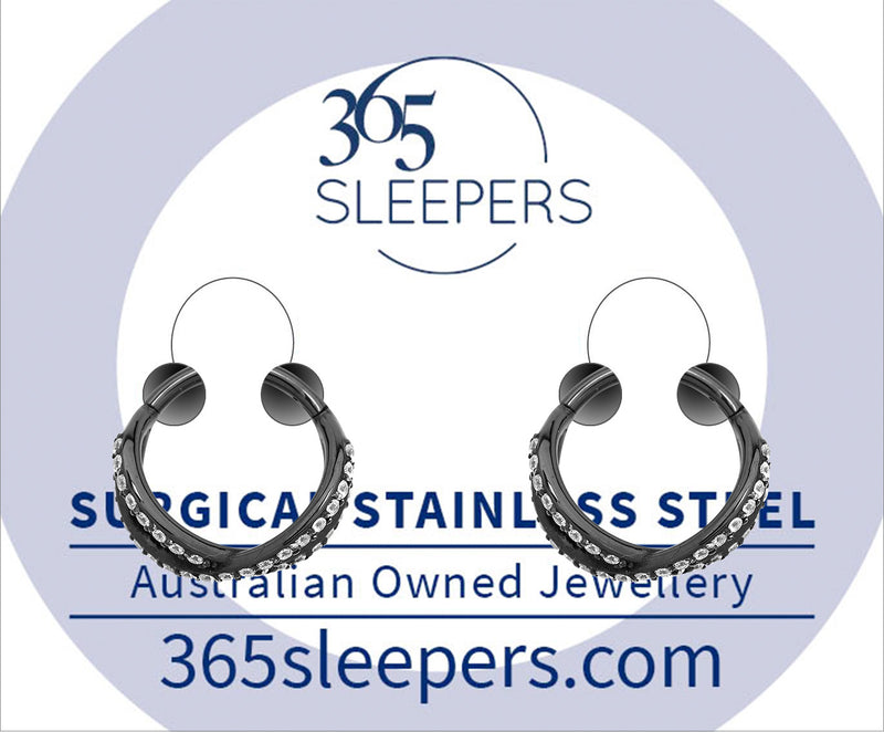 1 Pair 16G Stainless Steel Double Cross Over Hinged Hoop Segment Rings Sleeper Earrings