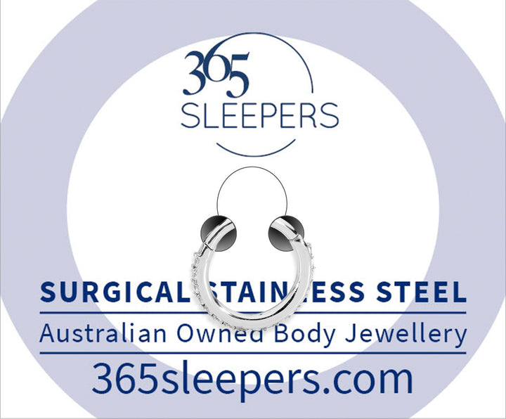 1 Piece 16G Stainless Steel Pave Gem Hinged Hoop Segment Ring Piercing Earring