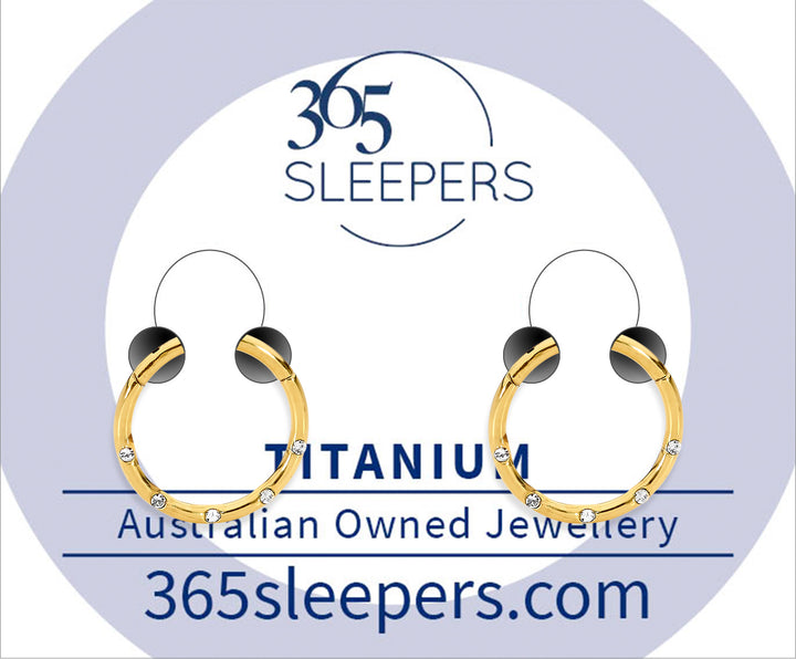 1 Pair 16G Titanium Punch Set Gem Hinged Hoop Segment Rings Sleeper Earrings