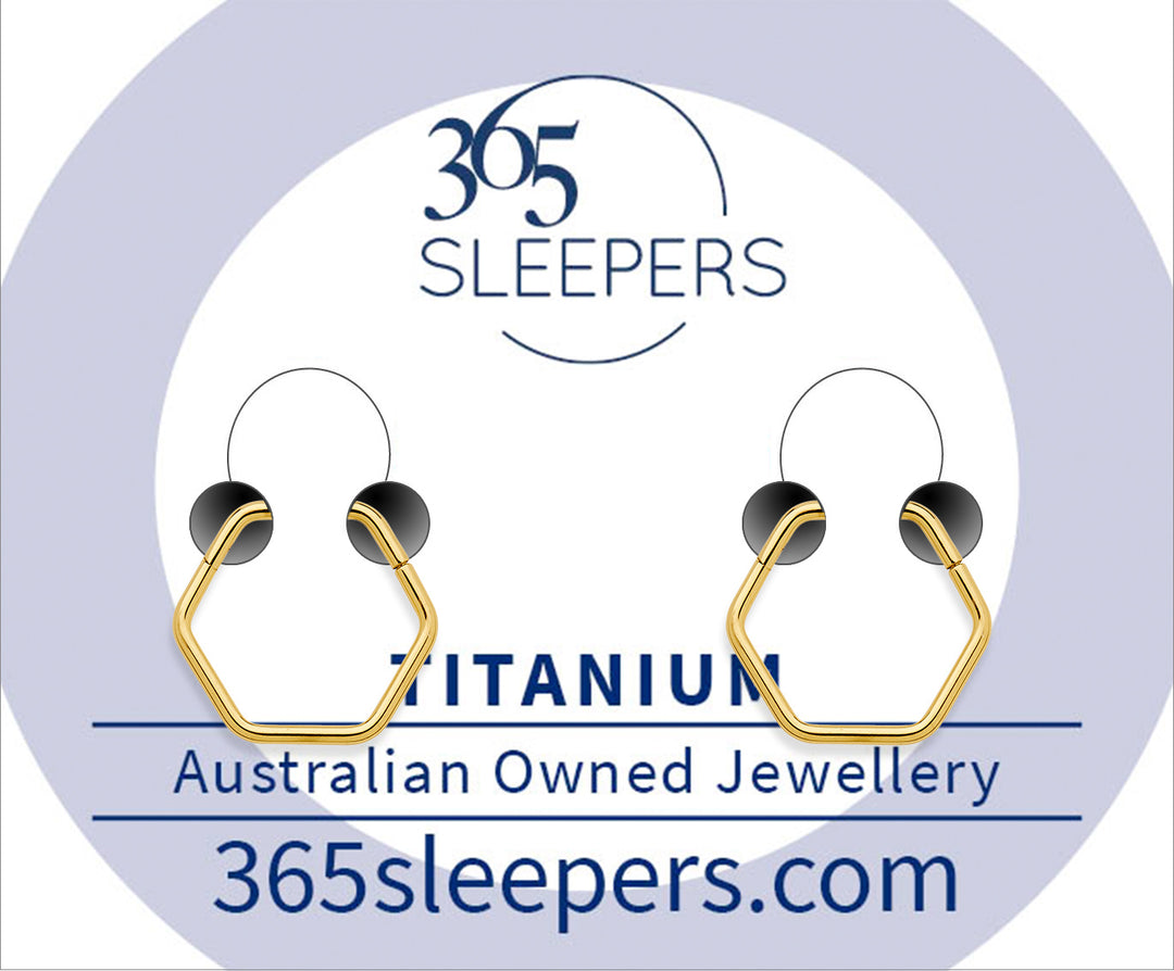 1 Pair 18G Titanium Hexagonal Hinged Hoop Segment Rings Sleeper Earrings