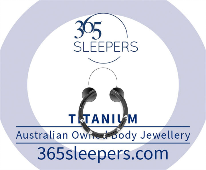 1 Piece 16G Titanium 5 Gem Hinged Hoop Segment Ring Sleeper Earring