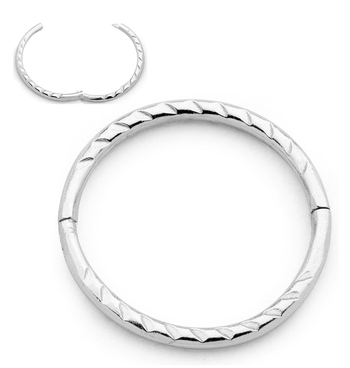 2 Pieces Solid Sterling Silver Diamond Cut Twist Hinged Hoop Sleeper Earrings 8mm - 14mm
