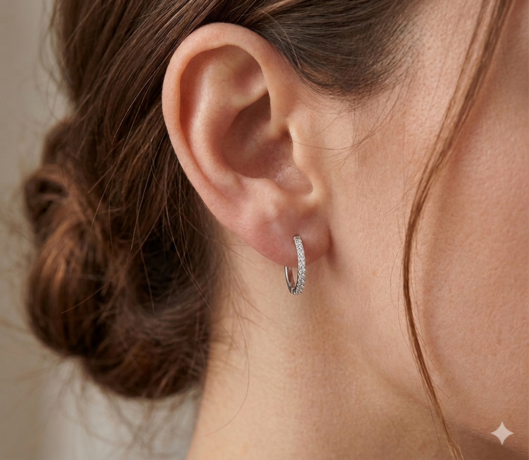 1 Paar 16G Titan Pave Edelstein Set Scharnier Creolen Segment Ringe Sleeper Ohrringe