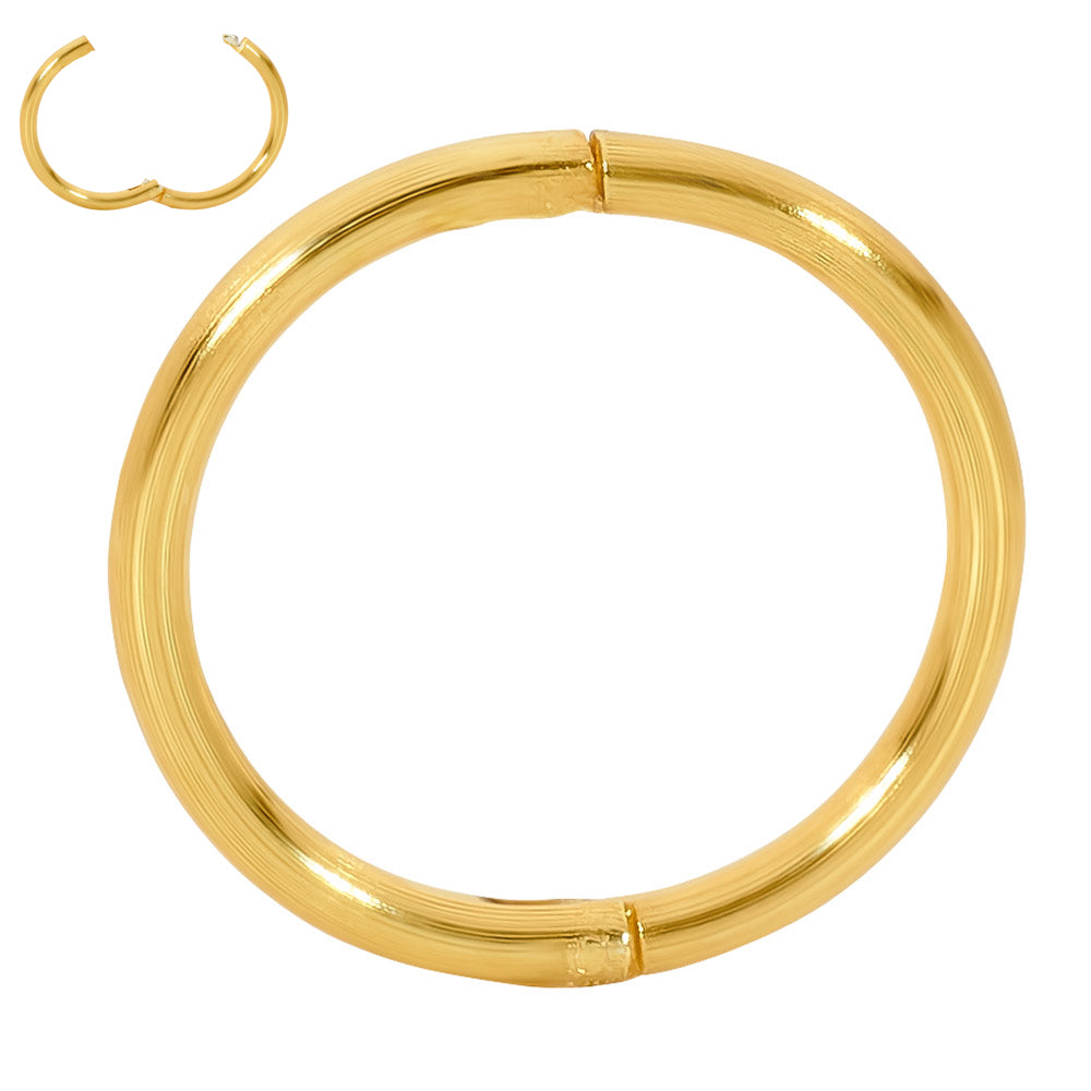 2 Pieces Solid Sterling Silver 22ct Gold Plated Polished Hinged Hoop Sleeper Earrings 8mm - 14mm