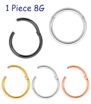 1 Piece 8G Stainless Steel Polished Hinged Hoop Segment Ring Piercing Earring