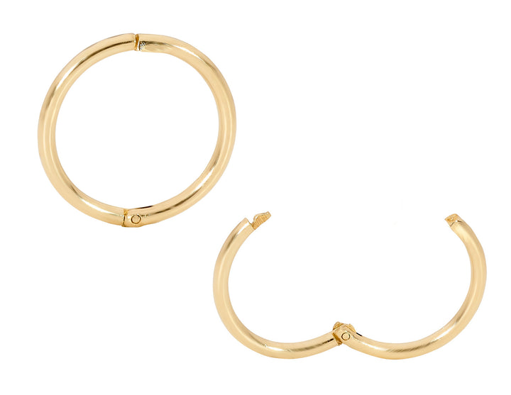 1 Pair Solid 9ct Yellow Gold Polished Hinged Hoop Sleeper Earrings