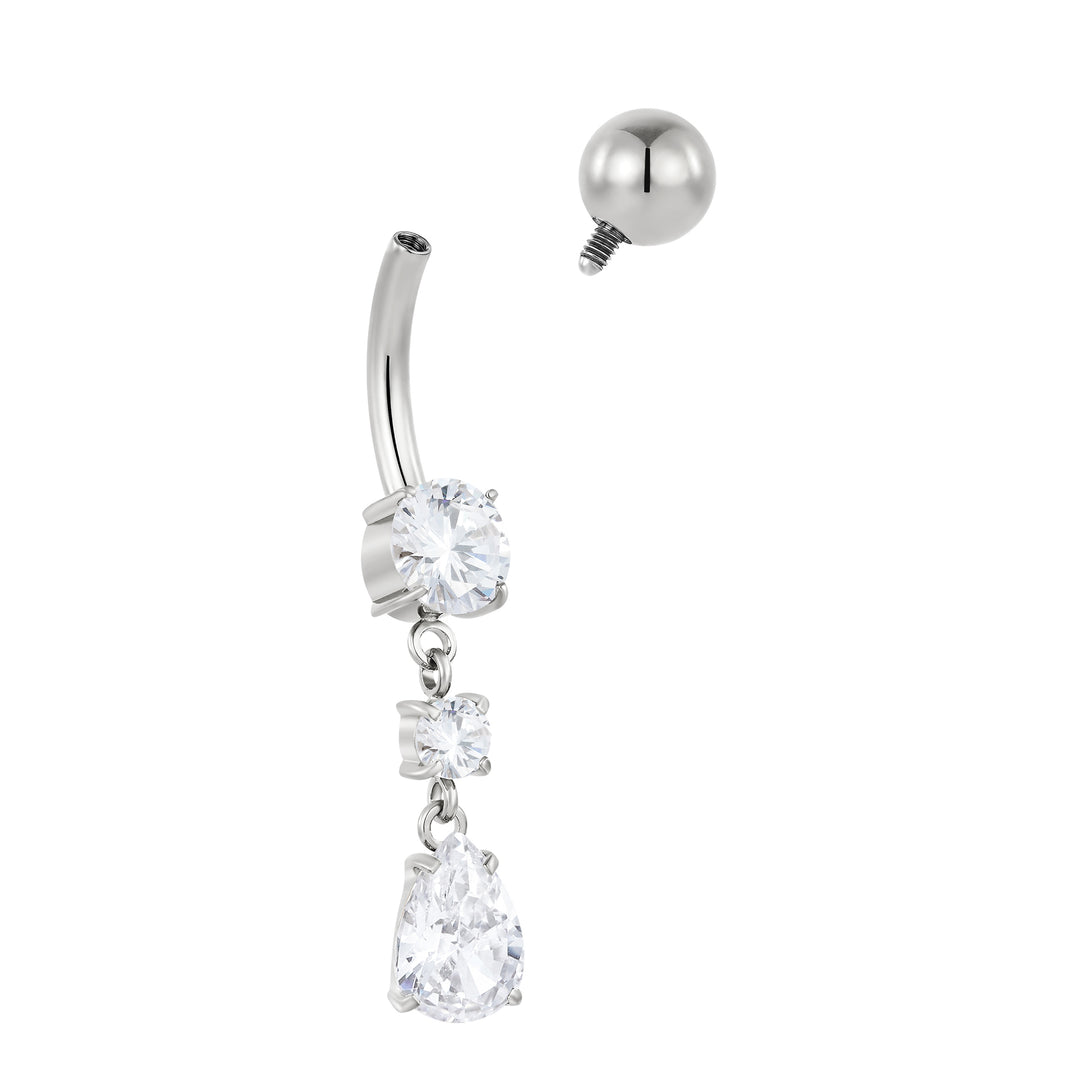 365 SLEEPERS Bauchnabelpiercing aus Titan mit Edelsteinen, G23, mit Innengewinde, 8 mm, 10 mm, 12 mm, 14 mm, 14G